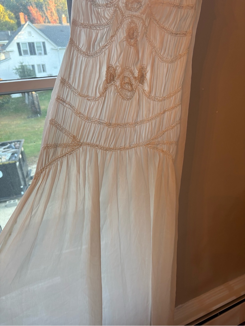 Boho Embroidered Ivory Maxi Skirt
